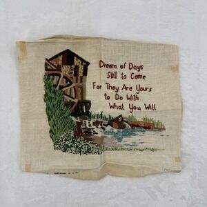 VTG 1977 Dimensions Crewel Embroidery Dream of Days #1014 Water Mill Finished